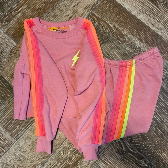 Aviator Nation Sweaters - Aviator Nation Petal/neon stripes SET